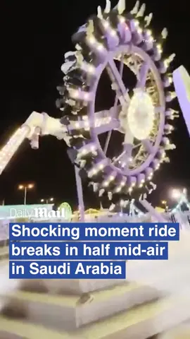 An amusement park ride carrying dozens of revellers has collapsed in mid-air, smashing into two pieces and injuring 23.  The ride, called '360 Degrees', hit its own pillar - sparking scenes of panic among the visitors at the Green Mountain Resort in the Saudi Arabian city of Taif today. At least three passengers were critically injured when the ride broke in half. #shocking #themepark #tragic #saudiarabia #australia #fyp #dailymail 