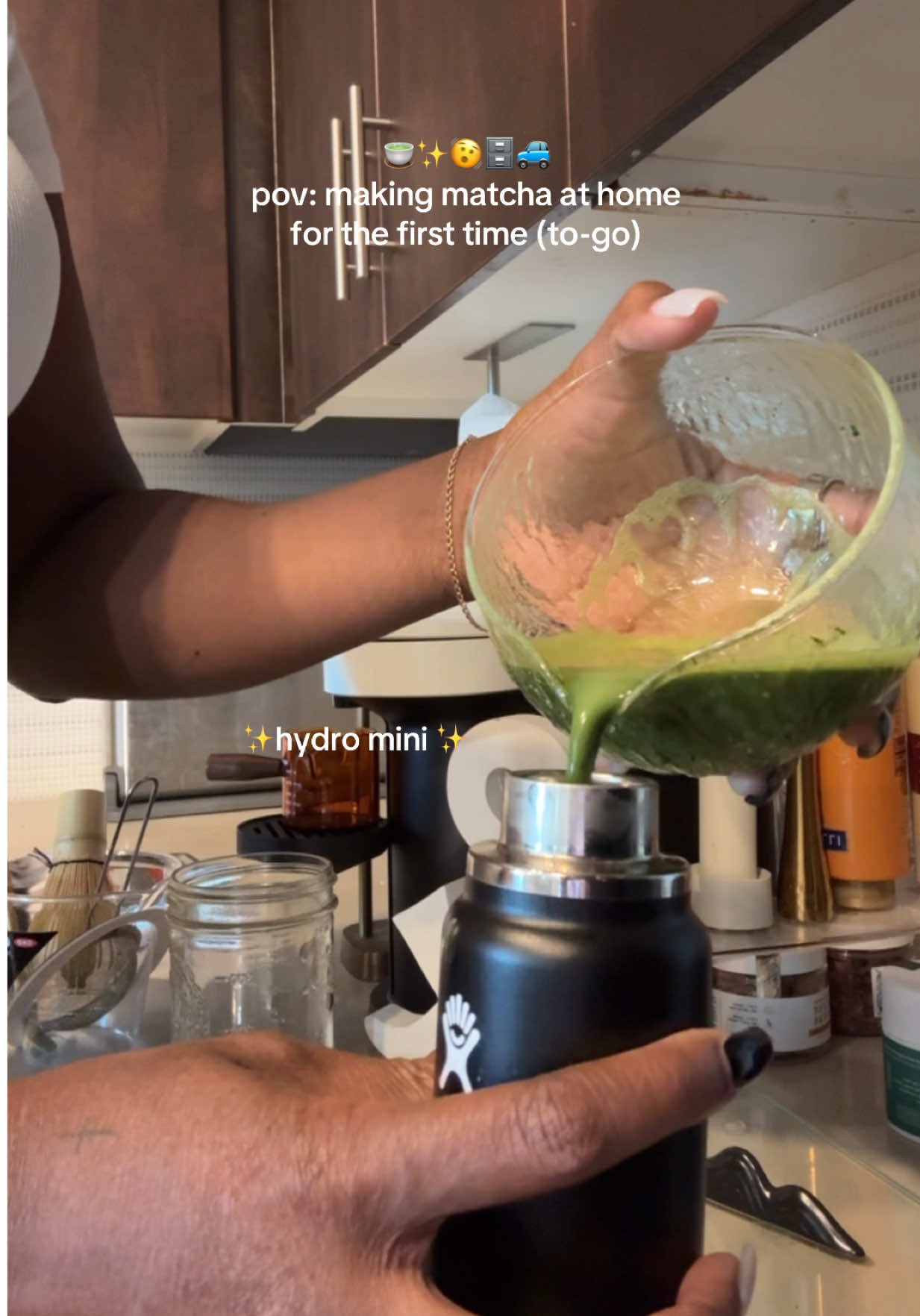 Tried making matcha for the first time at work today… Not sure if I nailed it or just made green vibes in a cup 💚 Either way, the creativity was flowing 🍵✨