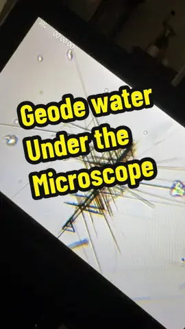 not a scientist #justforfun geode water under the microscope #enhydrogeode #geodewater  Brazil enhydro geode broke open with a soil pipe cutter and collected water to look under a microscope with quartz chalcedony and #goethite 