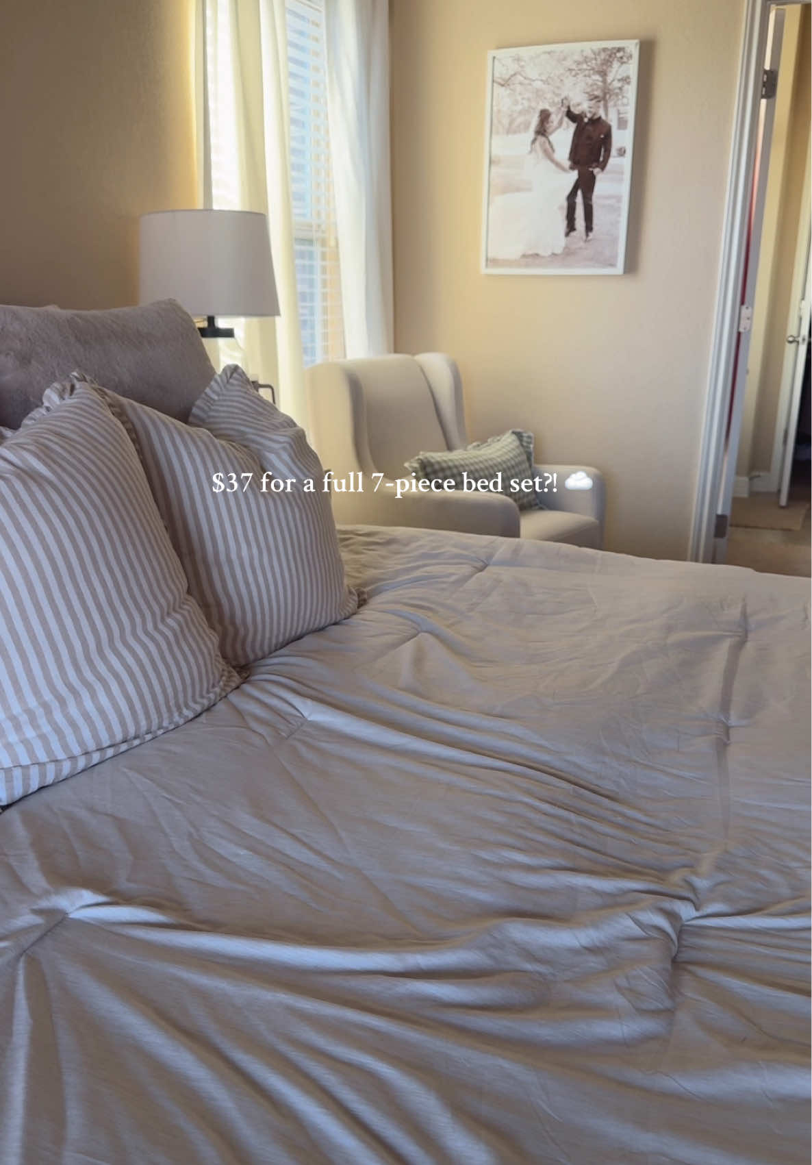 Most ‘bed-in-a-bag’ sets leave out the good stuff—not this one. 7 pieces. Soft. Comfy. All-season. Starts at $37. If your bedding’s overdue for a refresh, this is your sign. #bedroomfinds #budgetbedding #cozyluxhome #tiktokfinds #beddingmakeover   