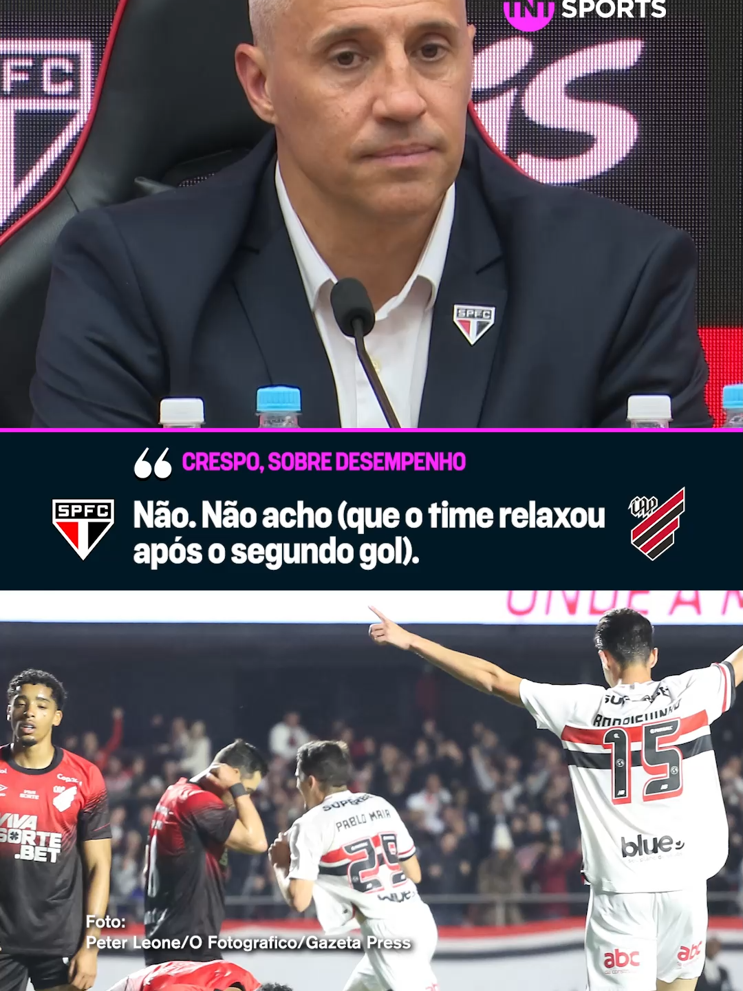 NÃO! Não... Não! Acho que o Crespo foi claro com sua opinião! 👀😂 O São Paulo relaxou depois dos gols? #CopaBetanoDoBrasil #FutebolBrasileiro #futebol #foryoupage #tiktokfutebol #sãopaulo