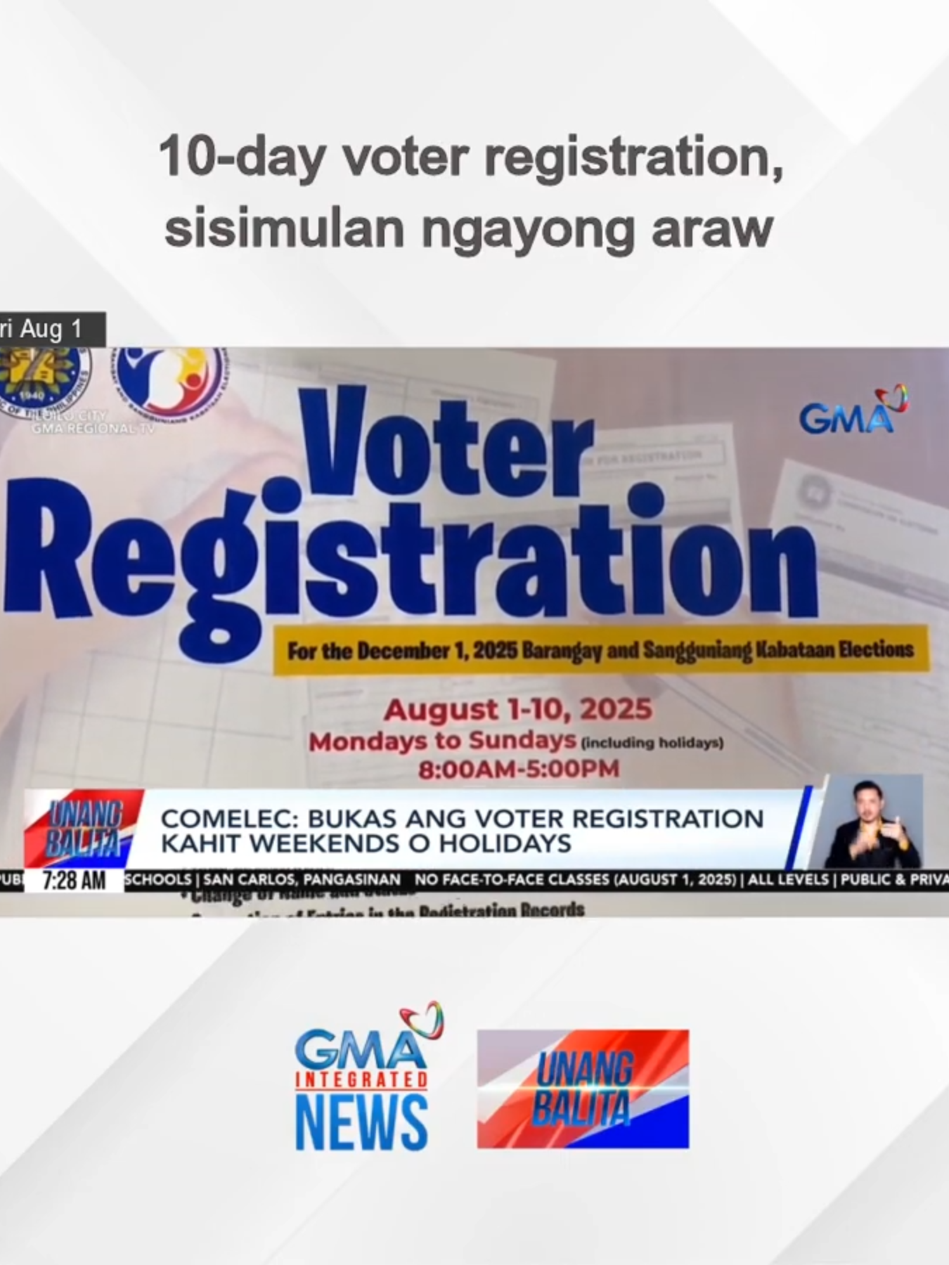 Simula na ngayong araw ang voter registration para sa 2025 Barangay at Sangguniang Kabataan elections.  #unangbalita #breakingnewsph #gmaintegratednews