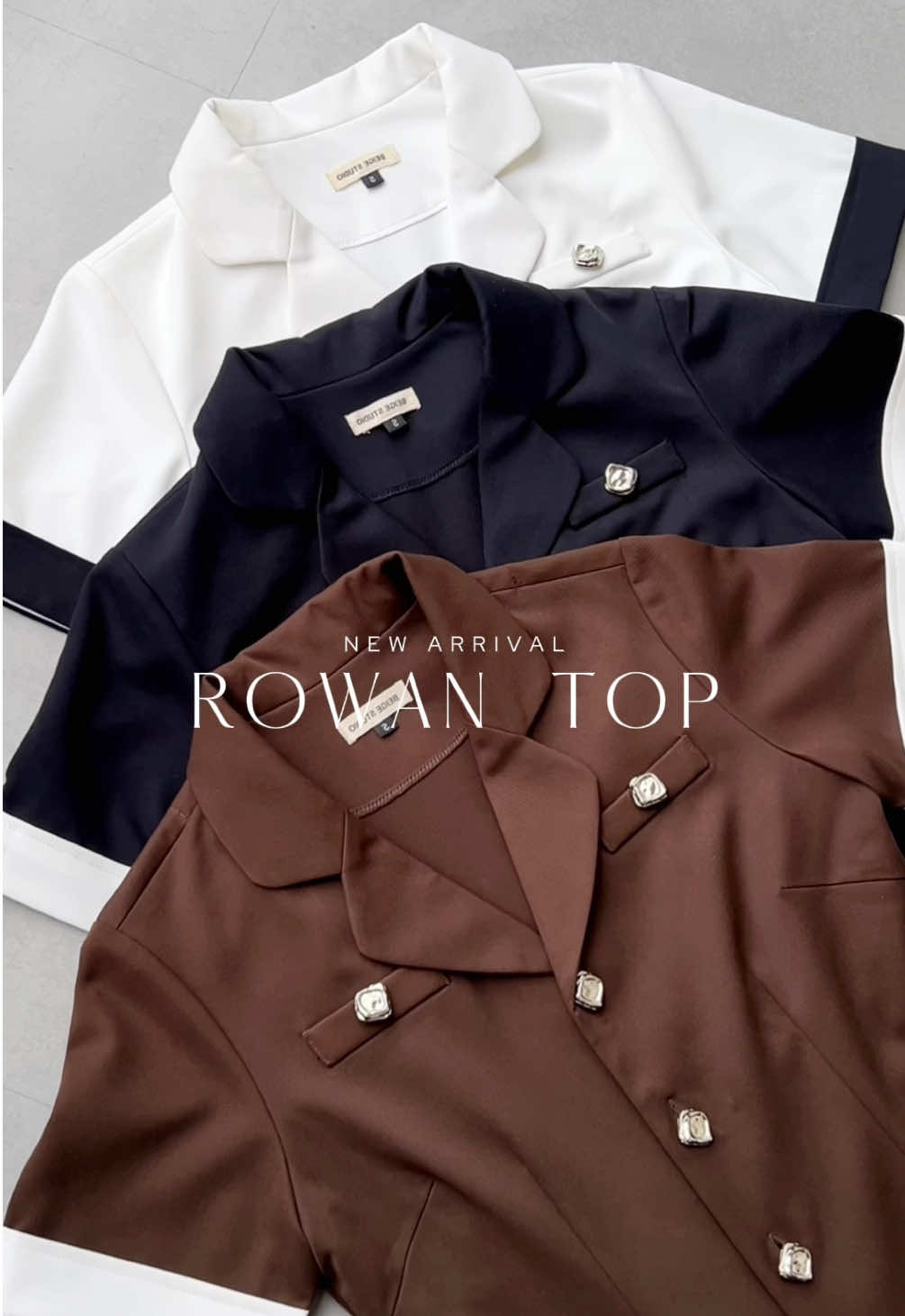 a two toned top design now available in every color! go grab yours✨✨ #atasanwanita #bajuwanita #localbrand #outfitinspo #outfitideas #bajuformal #bajucantik 