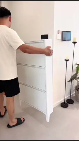 The ultra-thin shoe cabinet that does not require assembly not only does not take up space, but also has a dump bucket design that is easy to take out. It is both beautiful and practical #storage and organization #homegoodies #shoe cabinet #practical and space-saving #entry #goodthings #amazonfinds 