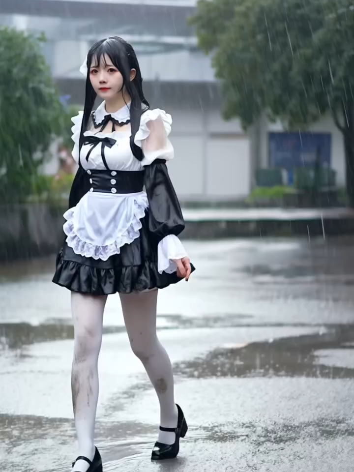 Just walking trough the rain with a maid costume. Life's update: My throath starts to hurt...sore throat incoming i guess?