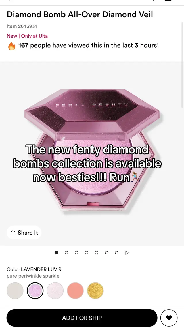 I got the two new pink & purple and the how many carats glitter stick😍 #fentydiamondbomb #fenty #ulta 