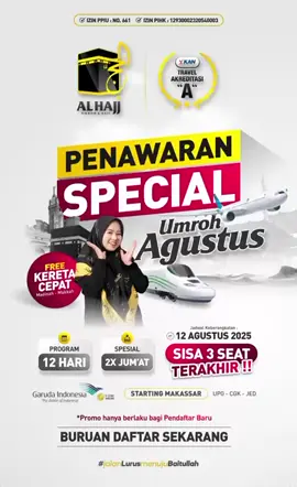 Terimakasih telah mempercayakan keberangkatan umrohnya dengan Travel kami. Alhamdulillah Agustus ini sold out. Ditunggu daftarnya untuk keberangkatan umrah bulan September sampai Desember. Travel Al Hajj Makassar. Jalan lurus menuju baitullah. Cek info di profil dan video disematkan. #umroh #umrah 