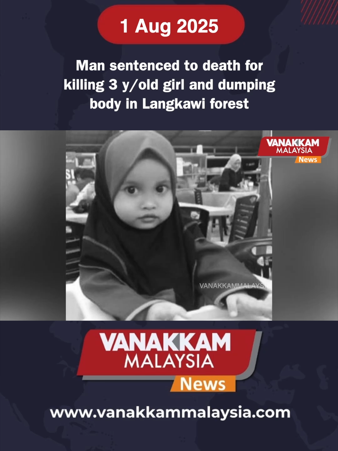 Man sentenced to death for killing 3 y/old girl and dumping body in Langkawi forest #latest​ #vanakkammalaysia​ #Man #sentenced #death #killing #3yoldgirl #dumping #body #Langkawiforest #trendingnewsmalaysia​ #malaysiatamilnews​ #fyp​ #vmnews​ #foryoupage #malaysiatamilnews