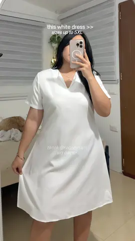 plus size friendly white dress!💌 I could wear this in every occasion, very simple ang atake✨ kasya pa hanggang 5XL #plussizefashion #plussizedress #dressforplussize #whitedress #casualwhitedress #casualdress 