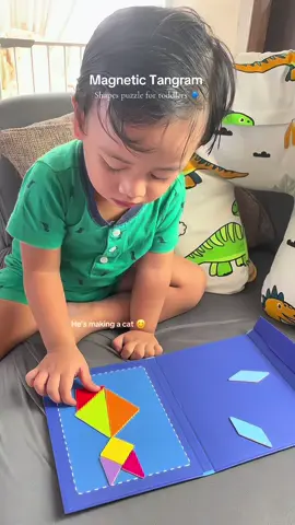 Another screen-free must have for your curious little one. ✨ #magnetictangram #puzzleshapes #tangram #kidstoys #tangramforkids #screenfreeactivities 