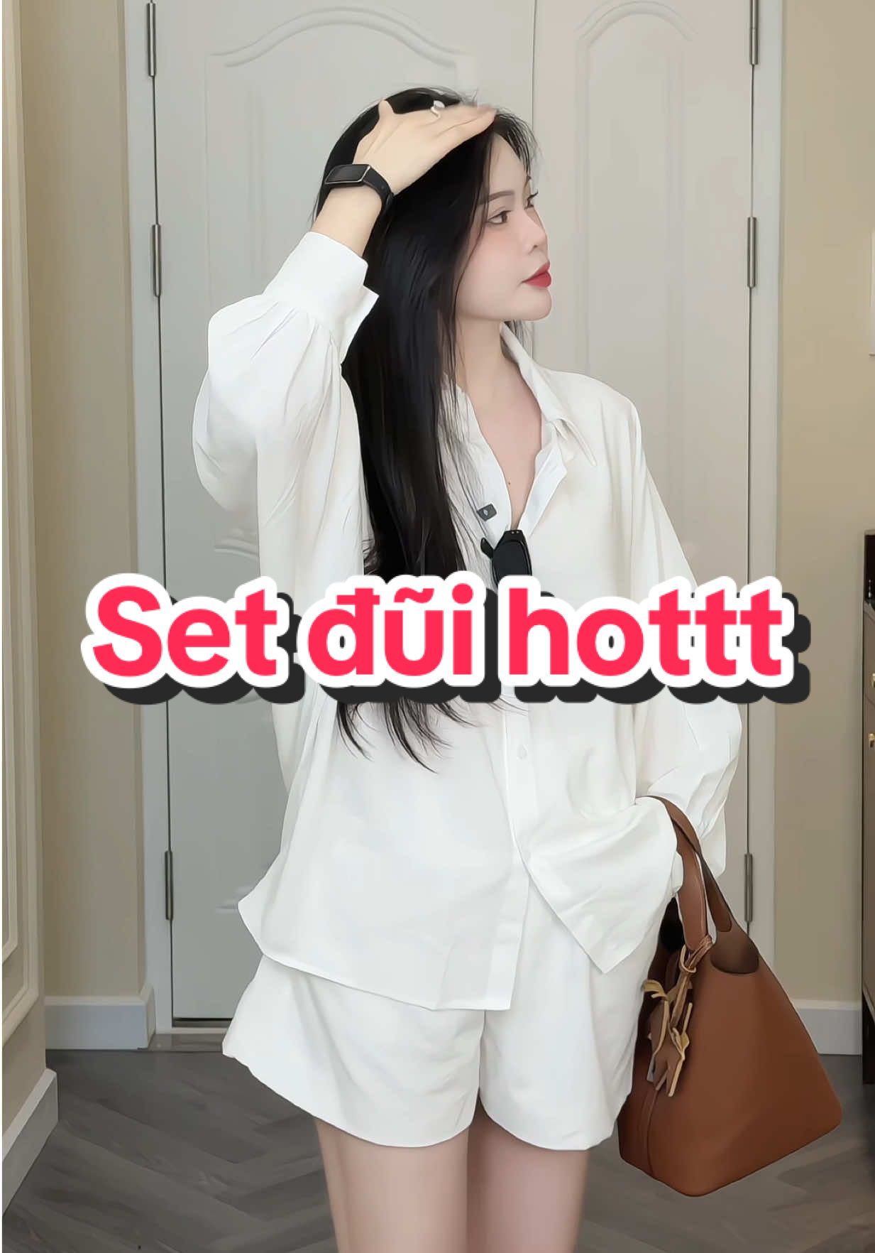 Set bộ đồ ÁO SƠ MI TAY THỤNG kèm quần đùi có túi #champhanreview #review #champhan #thoitrang #set #quanaonu #sơmi 