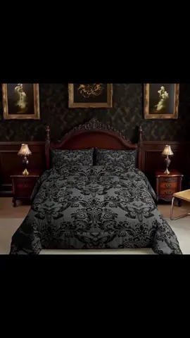Gothic Black Comforter Set#TikTokShopBackToSchool #blackcomforter #comforter #quilt #roomdecor #design #elegant  #retro #allseason  #bedroomdesign #mengifts #beddingset 