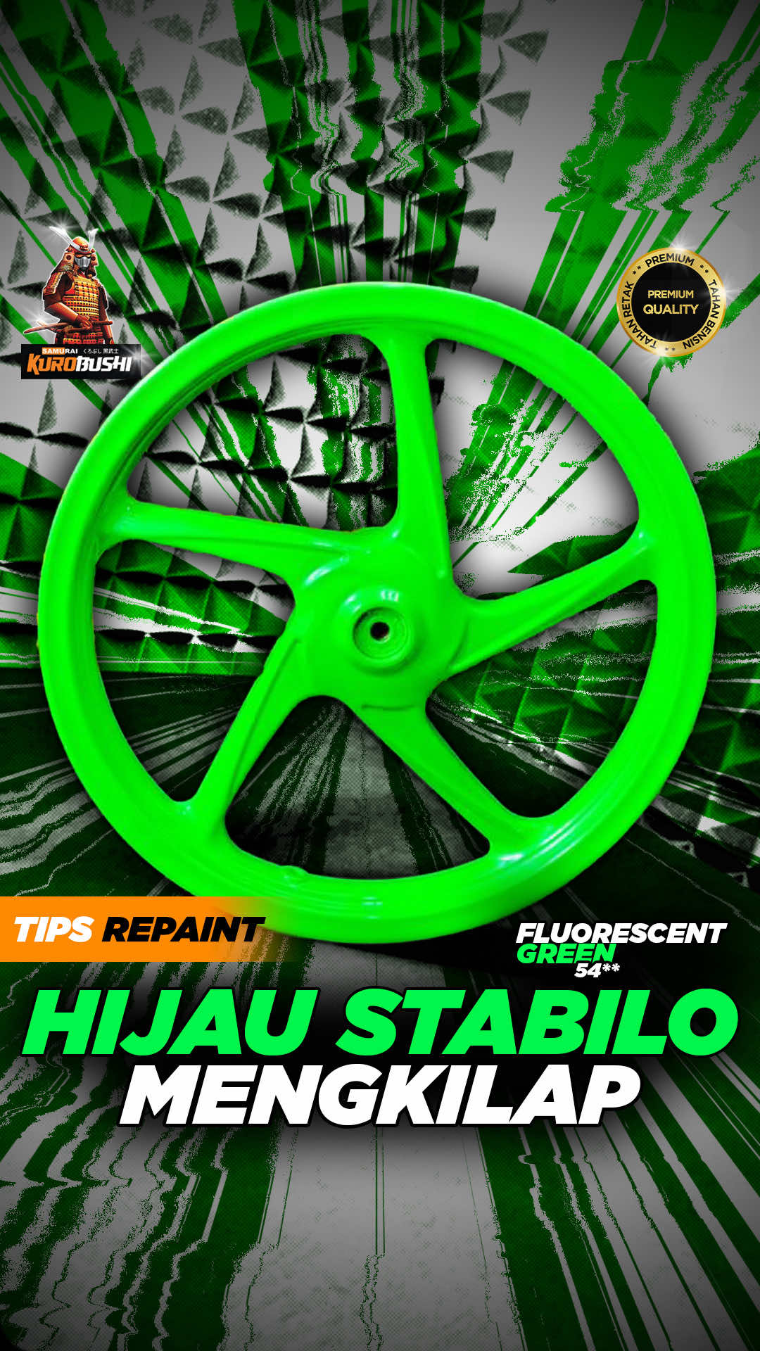 Mau velg kalian jadi pusat perhatian? Coba warna ini guys  #promoseruweekend #promomakangajian #samuraikurobushi #hijaustabilo #repaintvelg 