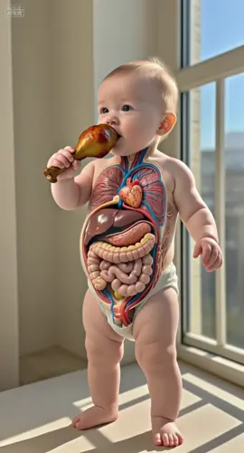 You Won't Believe What Happens Inside a Baby's Stomach!#aistory #healthyfood #anatomy #baby #chicken #asmr #fyp #education 