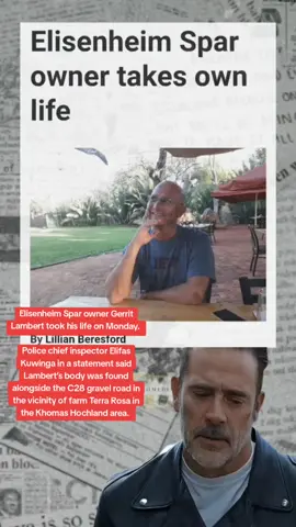 His body was discovered by the farmowner and a farmworker.  “They came across the body of a man next to a vehicle,” Kuwinga said.  The owner of the farm notified the police.  No foul play is suspected and investigations continue.  In a Facebook post on the Elisenheim community page, residents expressed shock and sadness over Lambert’s death.  “Lambert was not only a respected businessman, but also a devoted family man, trusted friend, and valued member of the Elisenheim community. His leadership, humility, and dedication to service set a lasting example for all who had the privilege of knowing him,” one post reads.  The post says his presence in the store was a reflection of his character – steady, compassionate, and dependable.  “He served his community with quiet integrity and always placed the well-being of others at the heart of everything he did.” . . . ■■■ #dailynews #newsattiktok #tiktoknamibia  #newsnamibia  #onthisday #namibiantiktok  #windhoeknamibia🇳🇦  #SAMA28  #namibiapolitics  #politicians  #oshiwambo #walvisbay  #fyppppppppppppppppppppppp  #headlines #windhoekcity #afrikaanstiktoks  #oshakatitiktoker  #namibiantiktoker🇳🇦  #kullid  #kullidmemes  #afrikaans  #presidenthagegeingob #namtiktok🇳🇦  #namibiansbelike #namibianews #walvisbay  #windhoektiktok  #afrikaanstiktok  #kullidtiktok  #southafricatiktok  #ongwedivatiktok #namibiantiktok #windhoek  #namibia #namibians  #wambosbelike #otjihererotiktok  #tiktoknamibia  #oshakatirealestate #swapopartyofnamibia #rehoboth  #southafrica #digitalmedia #africa #CapCut #foryou #news #fyp #viral #crimetok #trending #gautengtiktok #namibiantiktok #capetowntiktok #tiktoksa #southafricatiktok #africantiktok #southafricansbelike  #ComfortSegredos  #Meme #MemeCut #CapCut 
