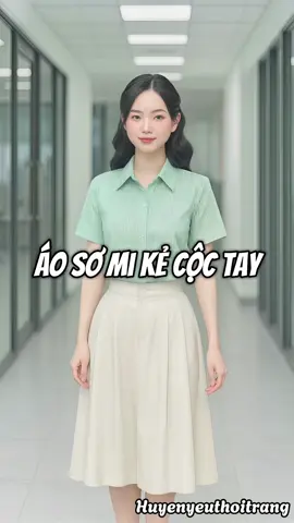 Sơ mi kẻ cộc tay trend năm nay nha, vừa mát vừa gọn gàng #thoitrangnu #thoitrang #aosomi #aosominu #aosomicoctay #CapCut 