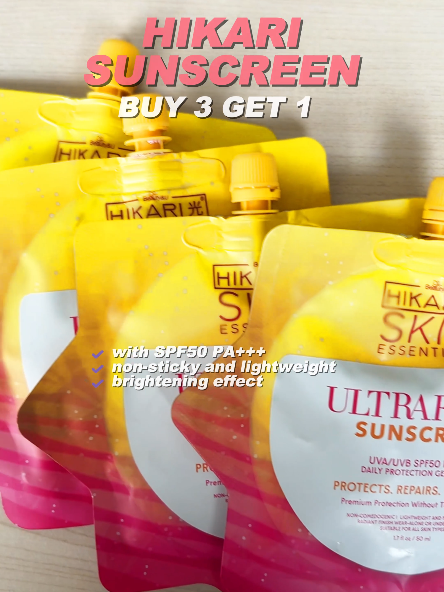 buy 3 get 1 Hikari Sunscreen ❤️😍 #fyp #hikari #fyppppppppppppppppppppppp #foryoupage #budolfindsph #foryou #trending #viral #hikarirejuvenatingset #hikariultrawhitesunscreen #sunscreen #tiktokmademebuyit #hikariultra