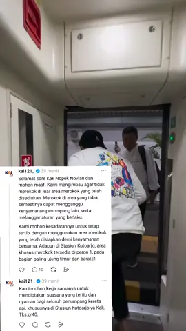 komedian nopek Novian kalo ini melakukan hal tidak terpuji dengan merokok di area stasiun,yang mana smoking area sendiri ada tempatnya unggahan ini ramai di perbincangkan di aplikasi thread, sampai langsung di komentari oleh official @kai121_  semoga hal yg seperti ini tidak terulang, mengingat nopek Novian adalah seorang publik figur yg mana harusnya memberi contoh yg baik  #nopeknovian #keretapaiindonesia #kai121 #beritaviral 