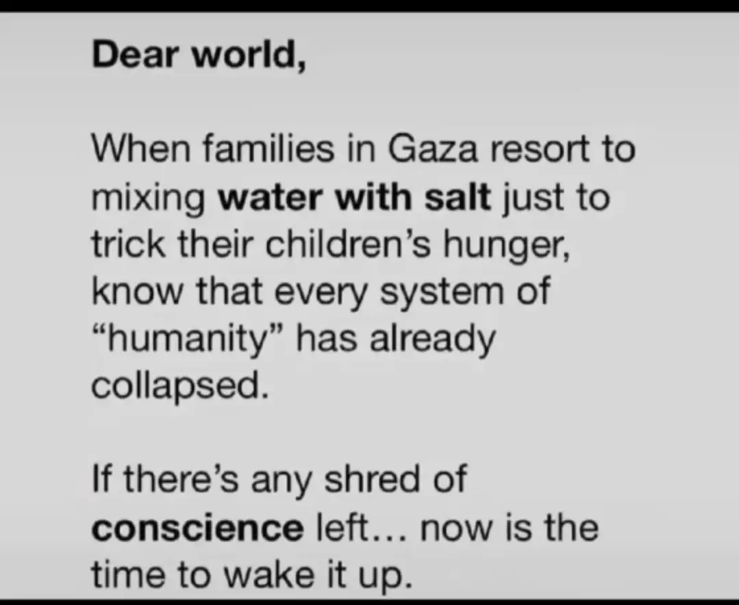 The time for statements and empty words is over. If we truly care about human rights, then we must act—because sanctions and international isolation are the only tools left to halt Israel’s ongoing atrocities. Children are being buried under rubble, starved, and denied the right to exist. This isn't about politics—it's about our shared humanity. If you choose inaction now, history will remember your silence as complicity. Words mean nothing without the courage to act