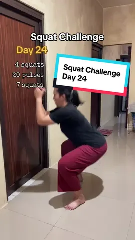 Day 24 - yang mau cobaiin wajib lihat tutorial squat dulu ya bundd😘  #squat #squatchallenge #workoutchallenge #olahraga #day24 