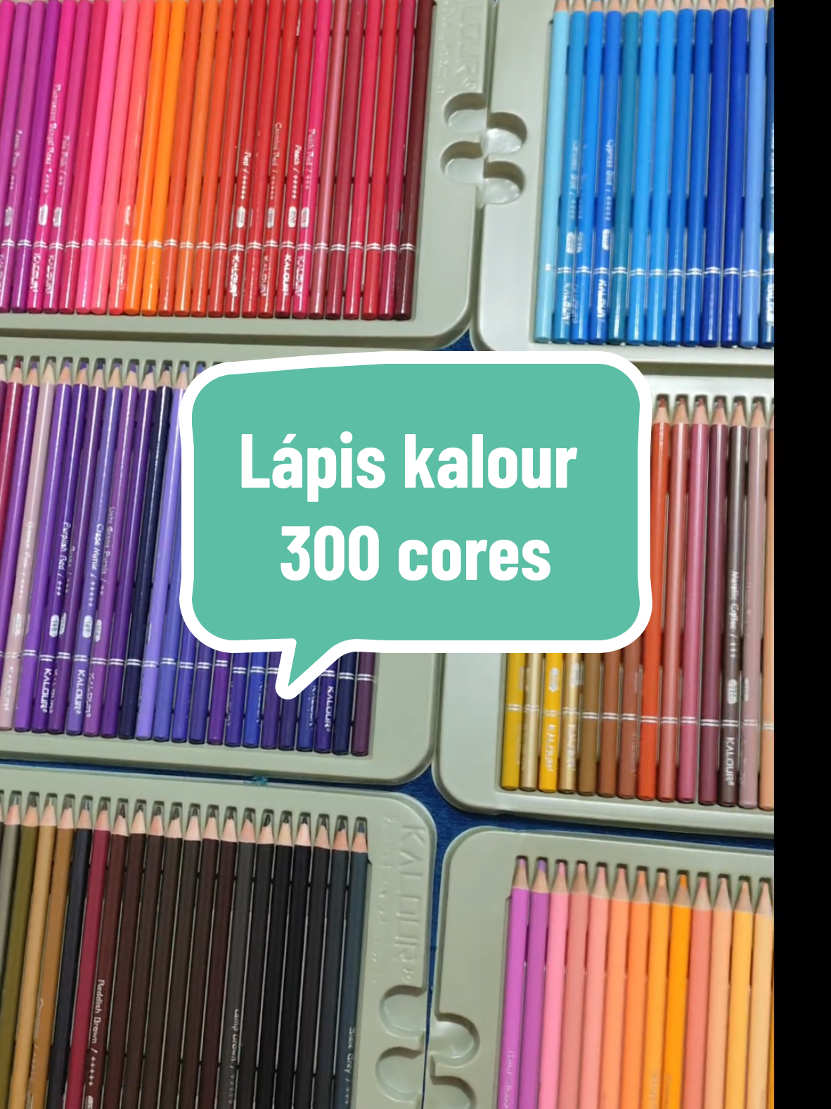 Ahh chegou!!! Meus lápis kalour 300 cores. Para trazer muito mais conteúdo por aqui! O áudio fica com a criança 😍 a reação dele é a mesma da minha 😅🫣. #kalour #lapis #coloring 