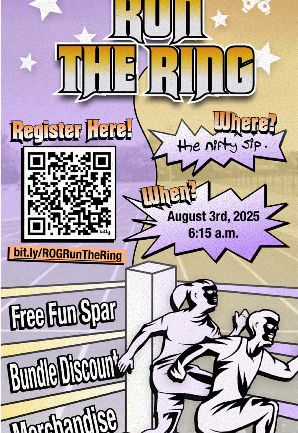 Something New Is Coming‼️ Hobi lari? Mau boxing? GAS KITA GABUNG DI : Run The Ring by ROG x The Nifty Sip Cafe 📍The Nifty Sip Cafe ⏱️ 3rd Agustus 2025 pukul 6.15 AM Benefitnya ‼️ ⭐️ Free Fun Spar ⭐️ Bundle Discount ⭐️ Merchandise Ayo tunggu apalagi? daftar sekarang di 🔗 bit.ly/ROGRunTheRing #RunTheRing #boxing #run #RingofGanesha