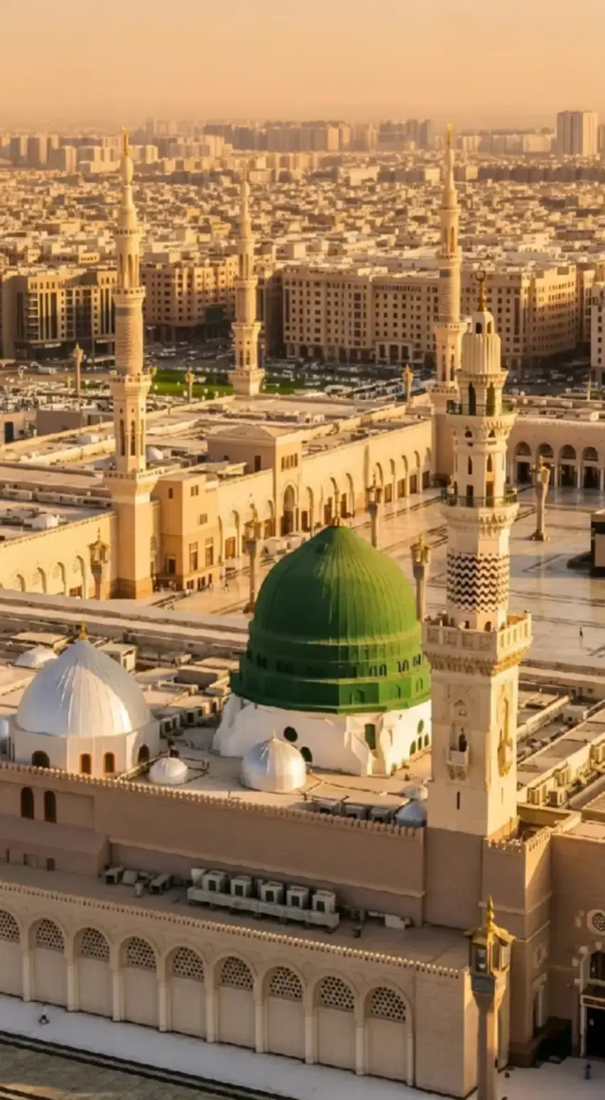 My heart is full of grace. madinah munawraMadinah, the City of the Prophet My heart is full of grace. madinah munawra Madinah, the City of the Prophet, shines bright A beacon of faith, where Islam's history takes flight The Masjid an-Nabawi, a mosque of grandeur and might Where the Prophet Muhammad's tomb is a sacred sight The city's streets are lined with date palms, green and tall A tranquil oasis, where faith and peace enthrall Madinah's rich history and heritage are palpable and realMadinah's rich history and heritage are palpable and real A place where Muslims from all over the world come to feel The city's warm hospitality and welcoming smile Make it a place of pilgrimage, worth traveling a long while #plztiktokteamdontunderviewmyvideos #toryoupage