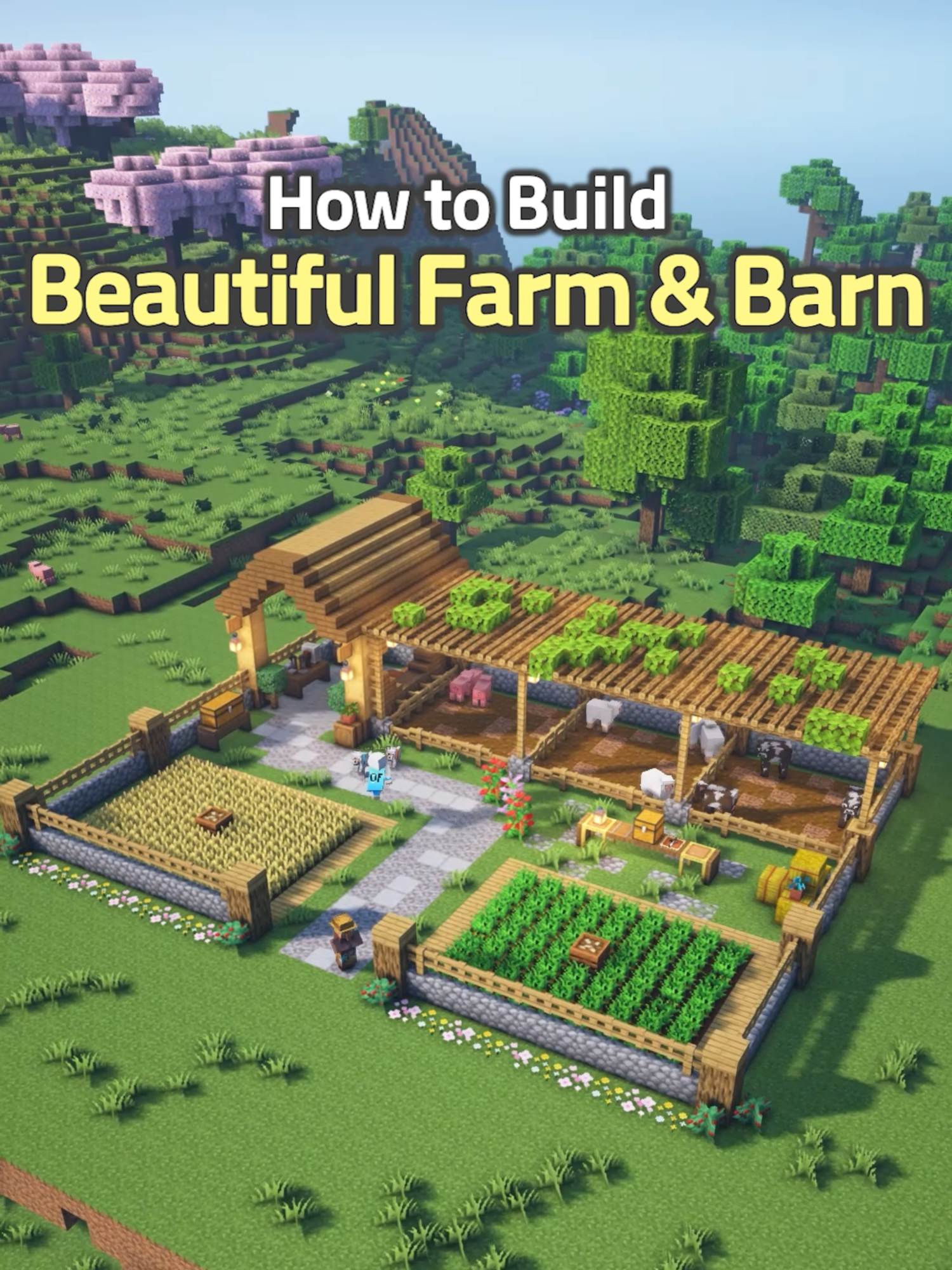 The Perfect Farm and Barn ⛏️🥕 #Minecraft #minecraftbuilding #minecrafttutorial