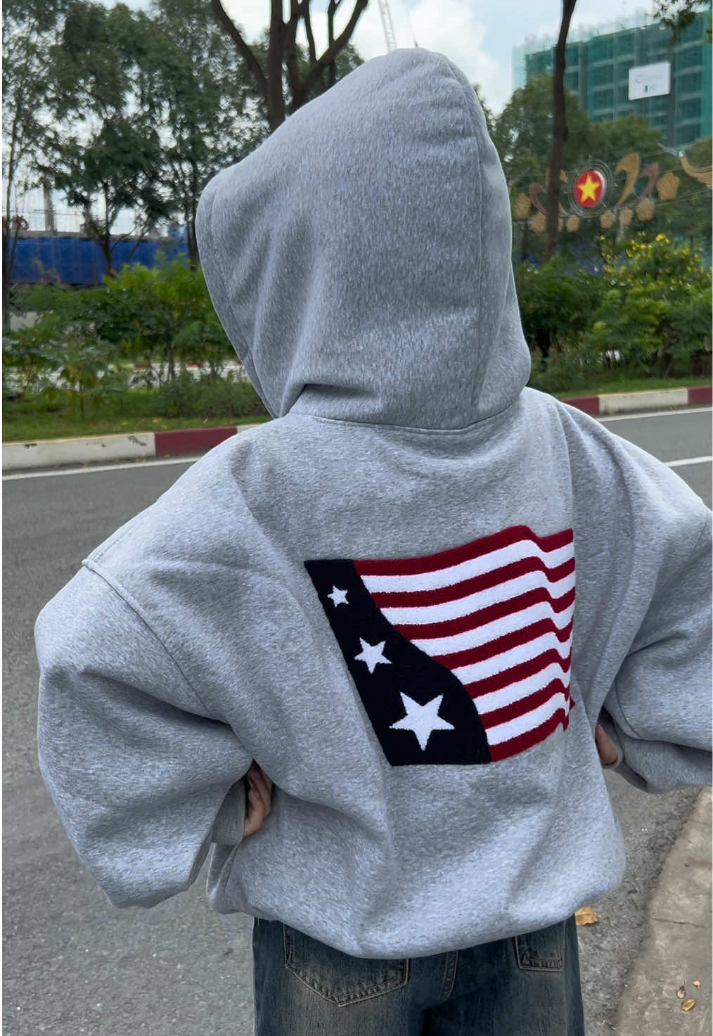 Áo khoác hoodie zip thêu xù lá cờ #aokhoac #aokhoacnu #aokhoacnam #review #viral 