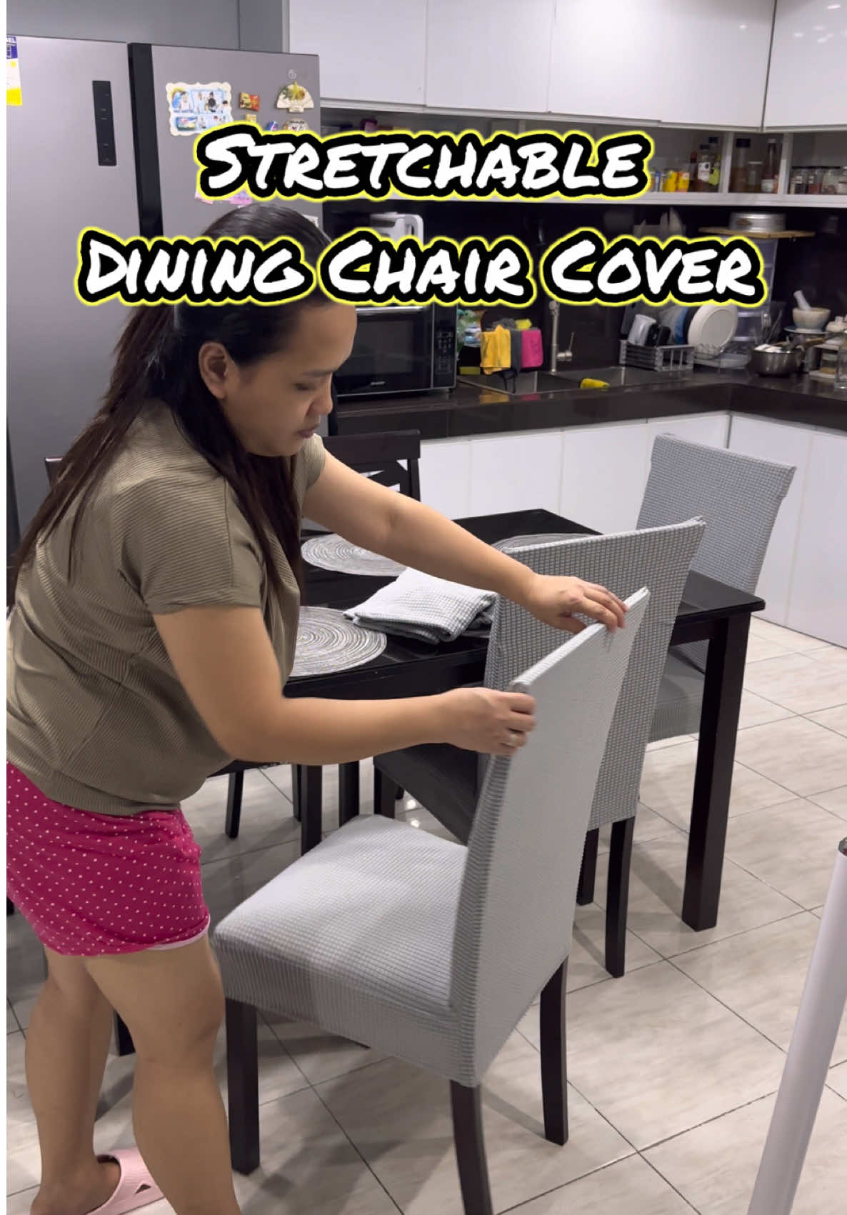 Stretchable Dining Chair Seat Cover, No lukot na No Gusot pa. #Diningchaircover #diningseat #diningseat #seatcover #stretchableseatcover