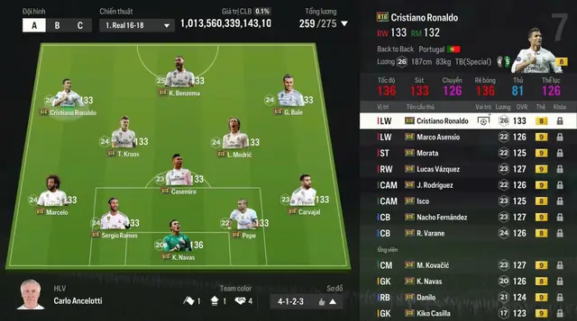 Real 2017 duy nhất cùng 1 mùa thẻ, cùng màu áo, cùng chỉ số và cùng màu thẻ Ai có đội hình đẹp hơn ném vào đây nào#fconline4vietnam 