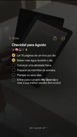 Agosto é o mês do seu glow up… se você decidir agir. 💅 ⠀ O Guia My Glow Up tem tudo que você precisa pra mudar de mentalidade, abandonar velhos hábitos e criar uma rotina que realmente te aproxima da sua melhor versão. ⠀ 🧠 Começa agora — o link tá na bio! ⠀ #GlowUp #GuiaMyGlowUp #TransformaçãoFeminina #HábitosSaudáveis #MudançaDeVida #Autoestima #AgostoComeçou 
