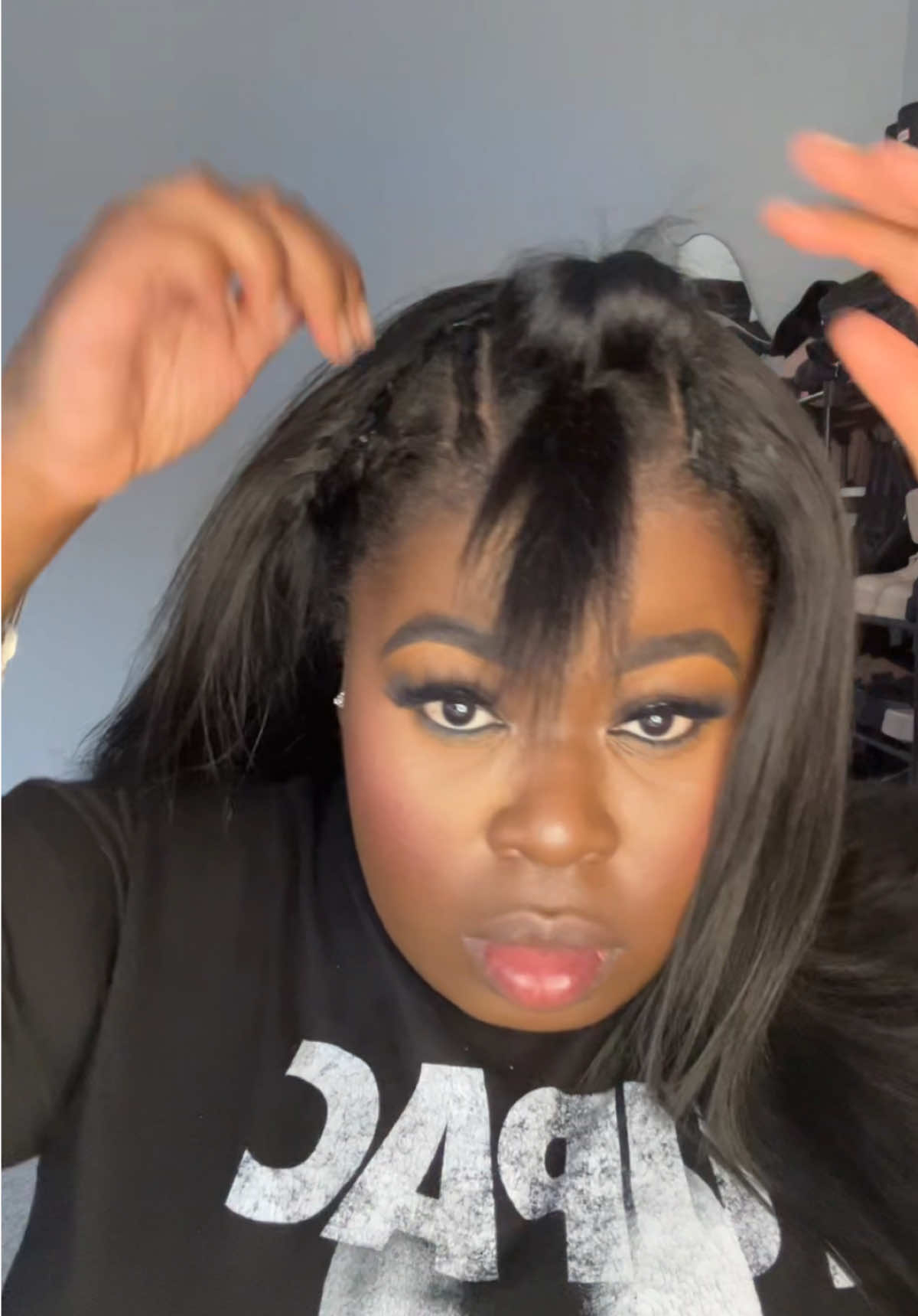 GRWM pt 2. Throwing on my U-part wig. Just washed and blow dried my hair and didn’t feel like doing anything else. #fyp #fypシ #beautibrat #grwm #grwmroutine #hairtok #upartwig #leaveout 
