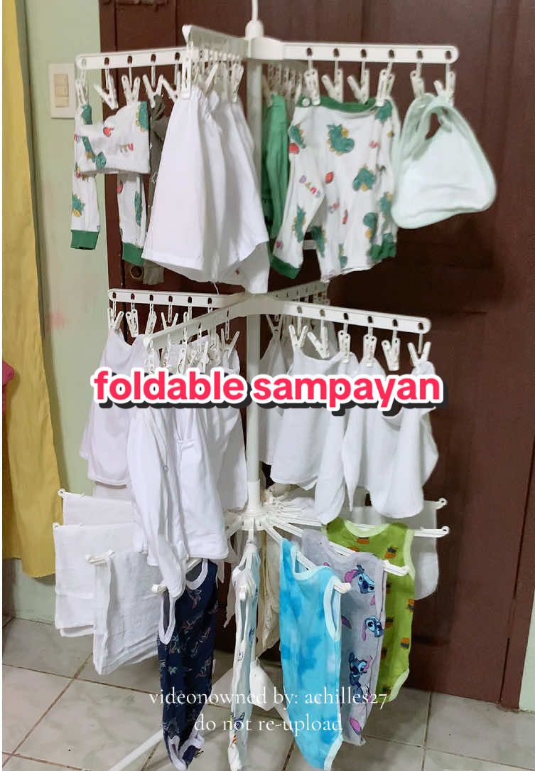 masasampay ko na talaga lahat ng damit ni baby dahil sa foldable sampayan na’to🥰 #dryingrack #foldableclothesrack #clothesrack #sampayan 