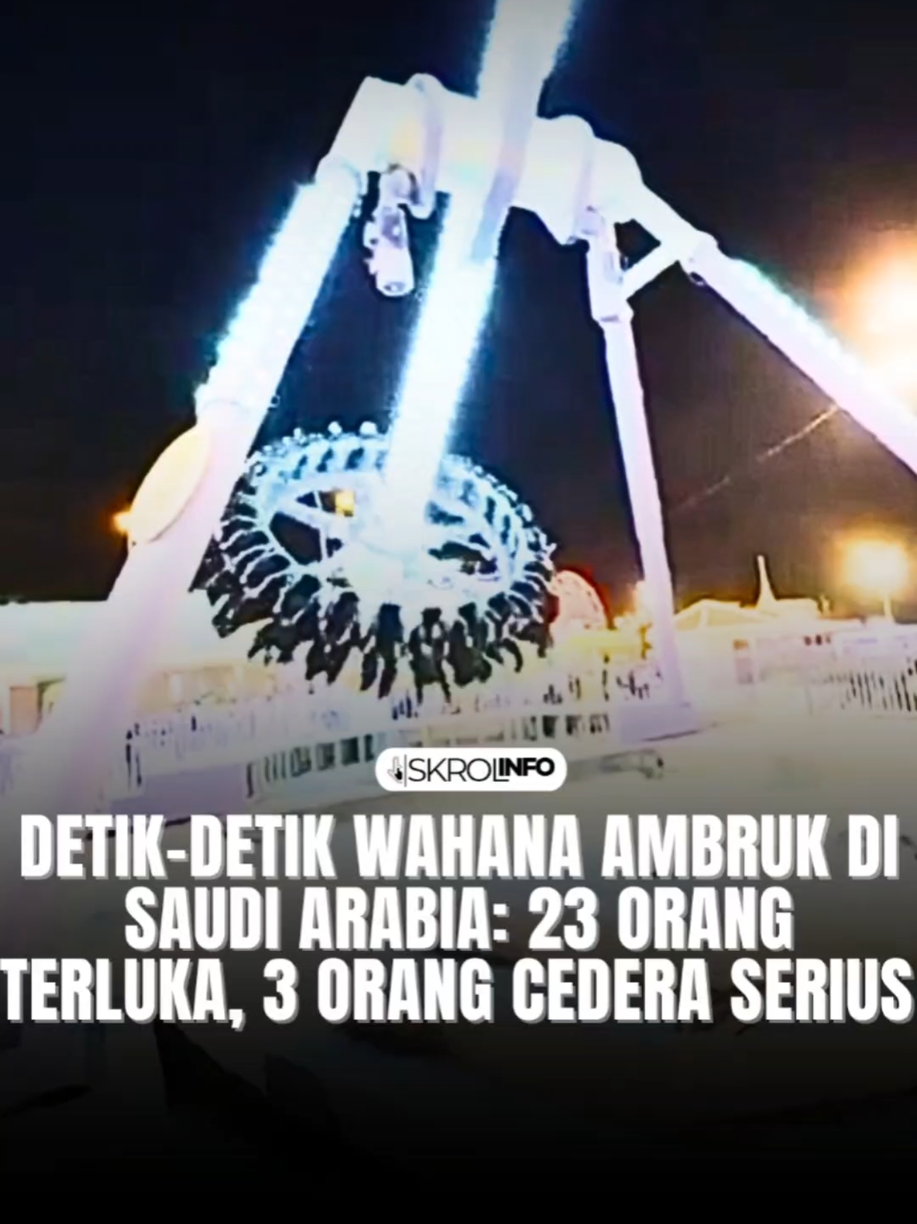 Wahana Ekstrem Ambruk, Puluhan Orang Terluka  Sebuah wahana permainan “360 derajat” di Amusement Park Tha’if, Arab Saudi, dikabarkan mengalami gangguan sistem hingga akhirnya roboh pada 30 Juli 2025.  Insiden ini menyebabkan 23 orang mengalami luka-luka, dengan 3 di antaranya dalam kondisi cukup serius. Kejadian berlangsung saat wahana sedang beroperasi dalam posisi terangkat penuh. Warga yang berada di lokasi langsung panik dan berlarian menyelamatkan diri.  Pihak taman hiburan saat ini sedang dalam penyelidikan untuk mengetahui penyebab pasti kerusakan. Belum ada informasi resmi soal apakah wahana tersebut sebelumnya sudah dicek kelayakannya atau belum. Selalu pastikan keselamatan sebelum naik wahana ekstrem ya! 📌 Al Arabiya News --- ⚡Follow @skrolinfo biar nggak FOMO! 🎯 Info scrollable, relatable, penuh fakta & opini buat netizen cerdas. Skrol dulu, baru ngerti. --- #amusementpark #thaif #wahanaroboh #saudiupdate #infoskrol #viralnews #beritaterkini #SkrolInfo