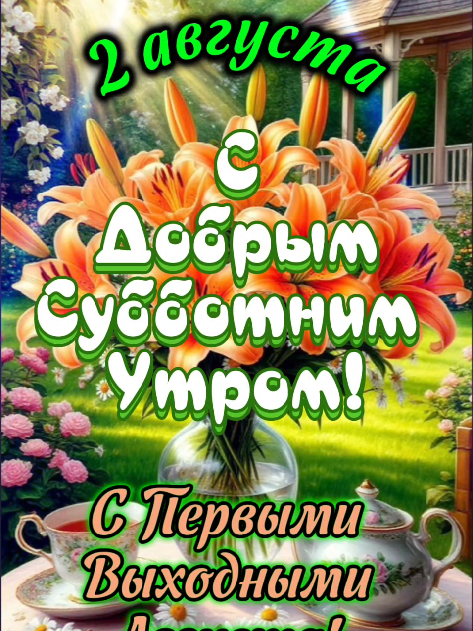 С Добрым Субботним Утром! 2 августа.  #утреннийпривет #утречкодоброедрузья #доброгоутра #сдобрымутром #доброеутро #открыткисдобрымутром #утренниепожелания #владаалматы #2августа #спервымивыходнымиавгуста #сдобрымсубботнимутром 