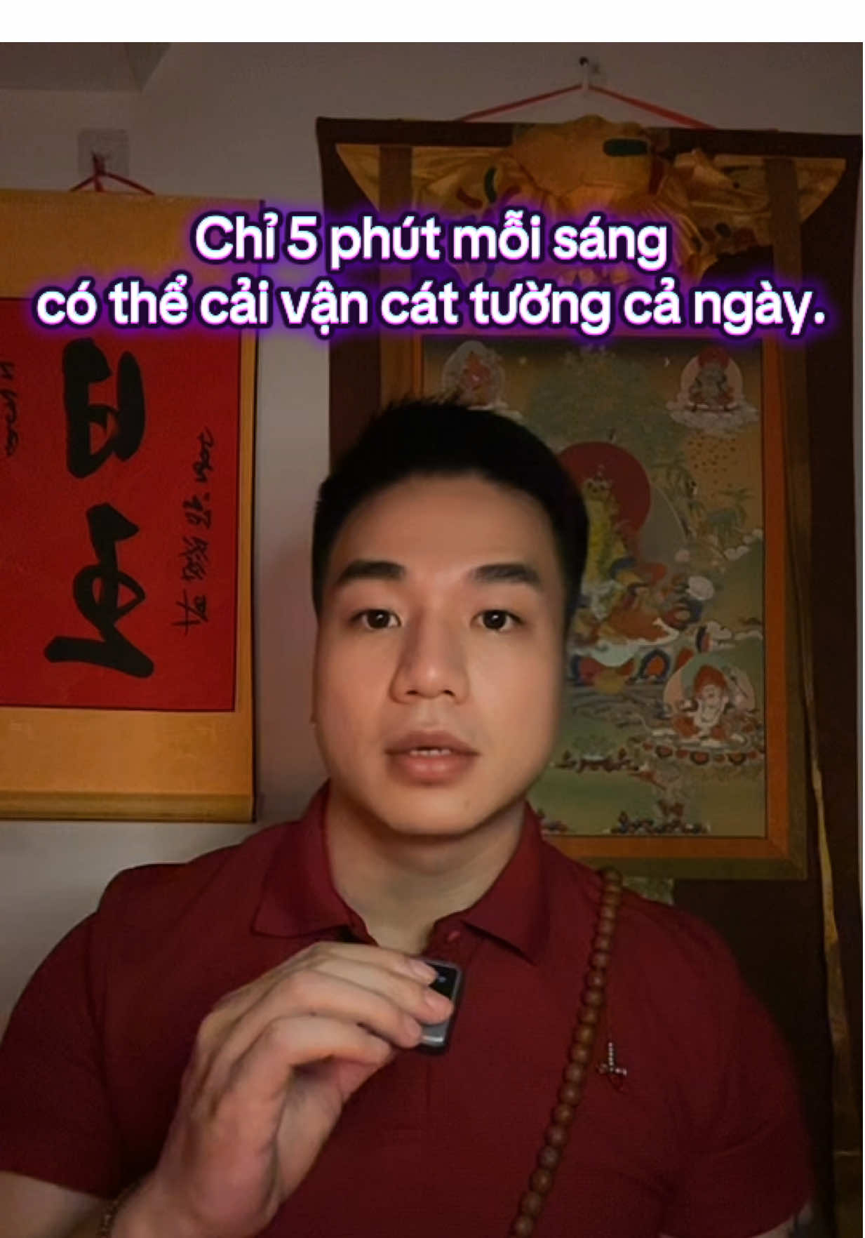 Trì 3 câu thần chú mỗi sáng – giúp tâm sáng và tĩnh, hướng thiện - dũng mãnh. 	•	Om A Ra Pa tsa Na dhih (7 lần): giúp khởi trí tuệ TÍN TÂM 	•	Om Mani Padme Hum (7 lần): tăng lòng từ bi yêu thương 	•	Om Vajra pani hum (7 lần): cho tâm vững vàng dũng mãnh. Nguyện cho tất cả chúng sinh được an lạc giác ngộ yêu thương.#CapCut 