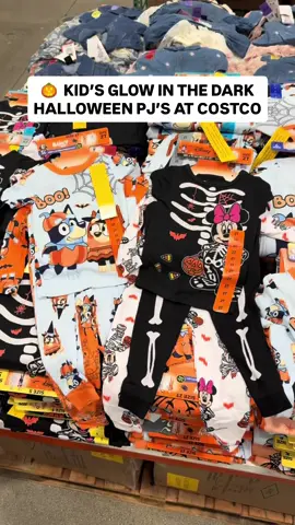 🎃 Kids' Glow in the Dark Character Halloween PJ sets are at Costco! 4-piece sets featuring adorable Bluey and Minnie Mouse designs…so fun for spooky season! Each set includes mix-and-match tops and bottoms! 🤩 Grab these for $15.99 each! #costco #costcofinds #halloween