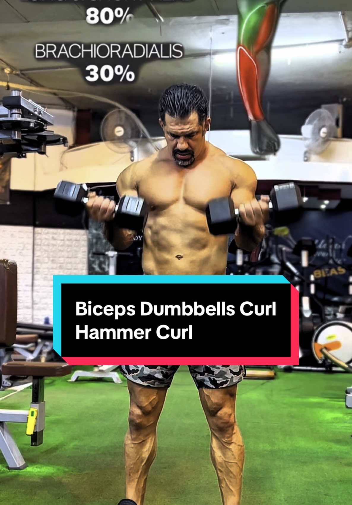 Biceps Dumbbell Curl vs Hammer Curl – What’s the Difference? ▶️ Dumbbell Biceps Curl  - Grip: Supinated (palms up)   - Focus: Biceps brachii especially the short head  - Motion: Greater peak contraction   - Look: Builds the biceps “peak” ▶️ Hammer Curl - Grip: Neutral (palms facing each other)   - Focus: Brachialis + long head of biceps + brachioradialis (forearm)   - Motion: Stronger curl, less wrist strain   - Look: Adds arm thickness and forearm size 💡 Use both to build balanced, strong arms.   #BicepsCurl #HammerCurl #KnowTheDifference #ArmDay #BicepsWorkout #BuildArms