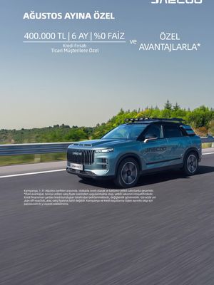 Ticari müşterilere 400.000 TL 6 ay %0 faiz avantajı JAECOO yetkili satıcılarında sizleri bekliyor.