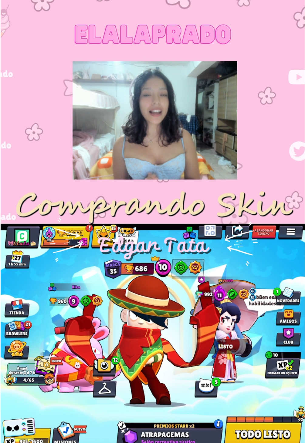 Elala compra la skin que toda #armybts quiere en @Brawl Stars Edgar Tata de #bt21 amo 💗 #tiktokhazmeviral #elalaprado #brawlstars 