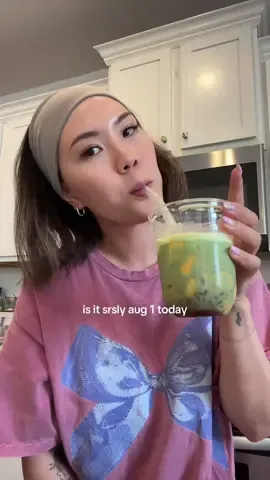 Summer is flying by! Happy August yall 💚 #august1st #firstofthemonth #matcha #trending #korean 