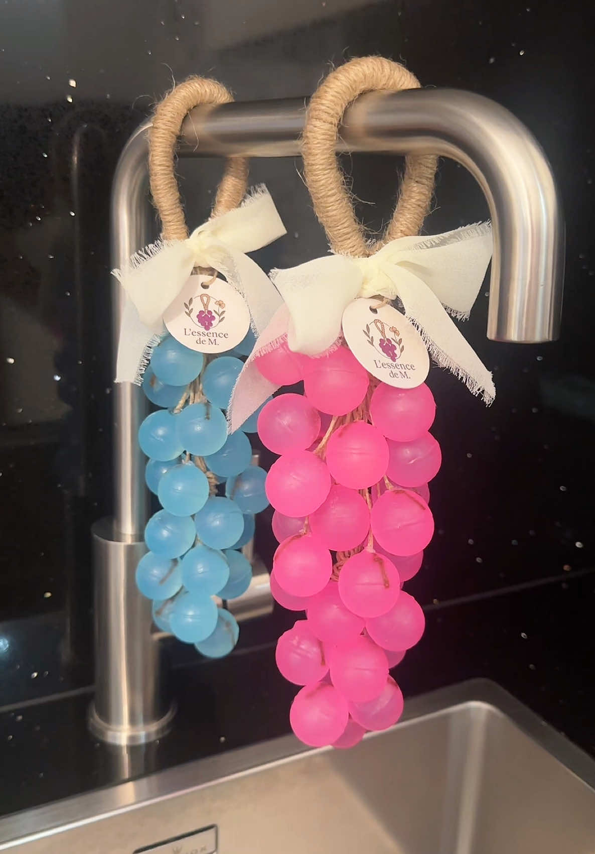 Soap has never looked this sweet💕 a must for your bathroom or toilet 🌸 💫 DM to make it yours💌 #handmadegrapesoap #homedecor #giftideas #cleanhome #sweet #viral #fyp 