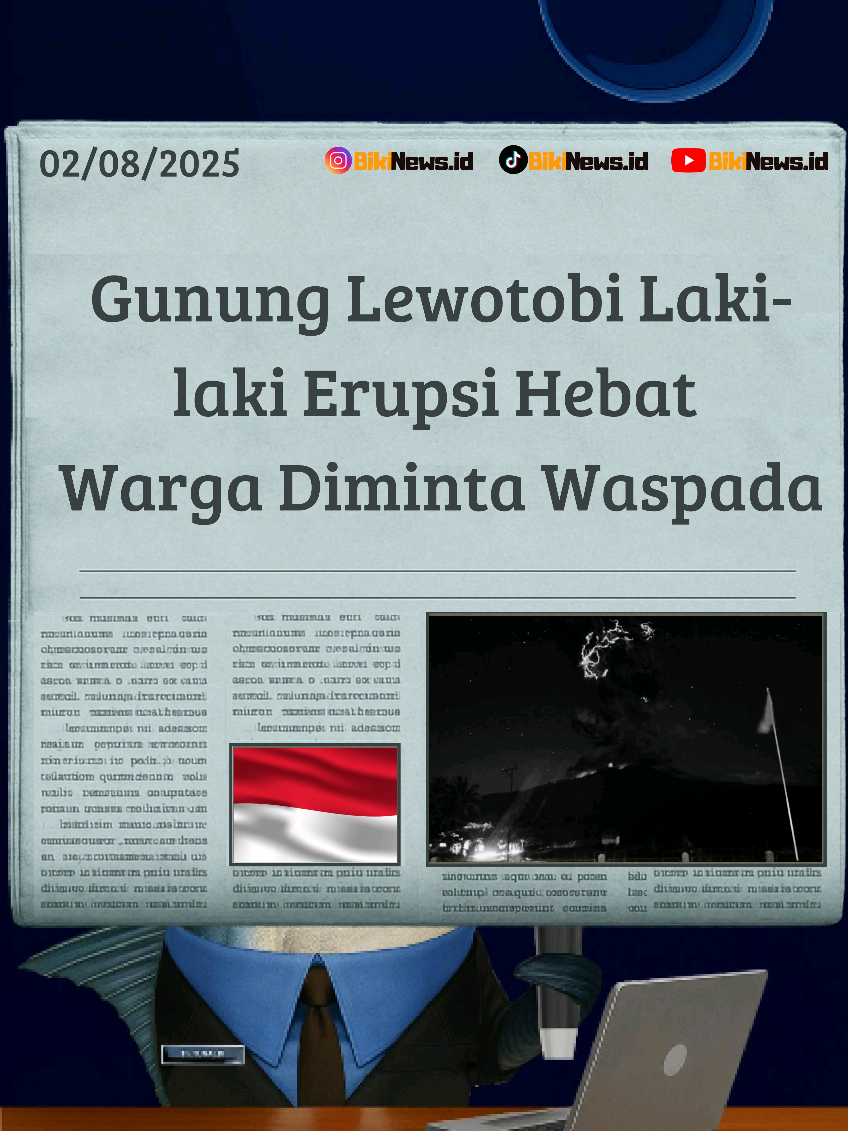 🚨Gunung Lewotobi Laki-laki di NTT meletus hebat pada Jumat malam pukul 20.48 WITA, lontarkan abu hingga 10 km ke langit. Status siaga dinaikkan ke level awas, warga diminta jauhi radius 6–7 km. Waspada juga bahaya banjir lahar dan sebaran abu vulkanik. Gunakan masker dan ikuti arahan resmi, hindari info yang belum terverifikasi. 💬 Tulis pendapatmu di kolom komentar. 📰 vsi.esdm.go.id #ntt #lewotobi #lewotobilaki #florestimur_ntt #flores #beritaterkini #beritaviral #breakingnews #bikinewsid  #beritadunia 