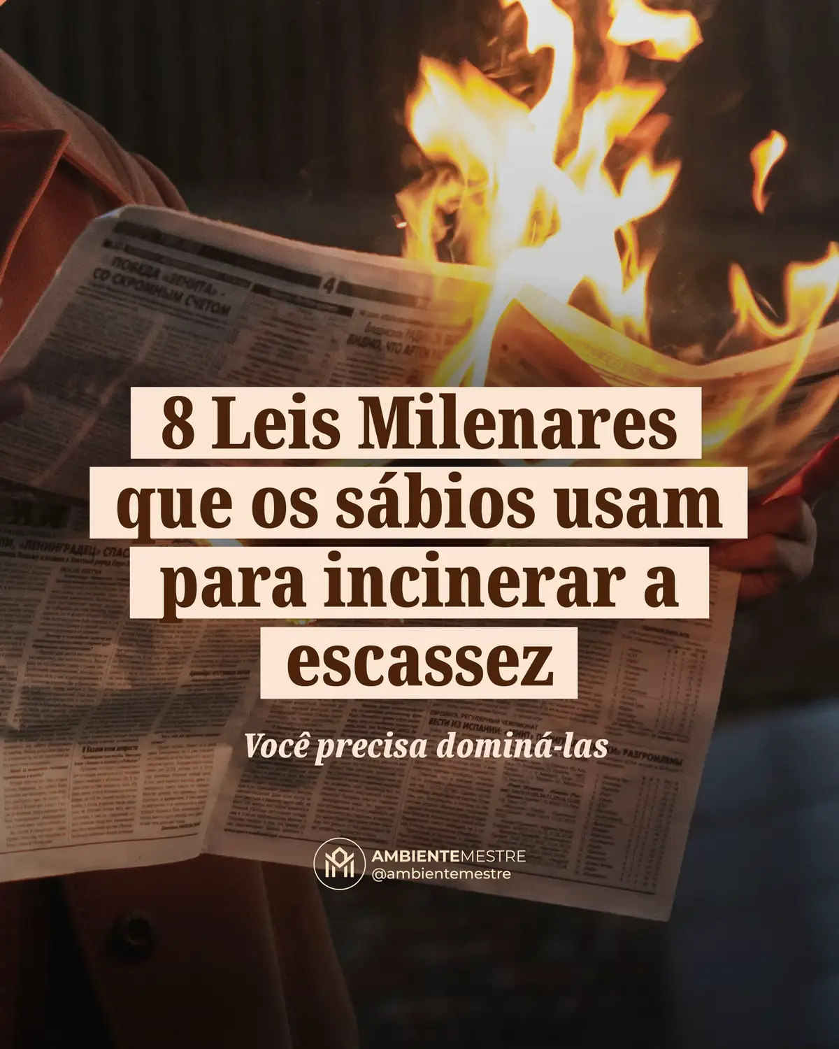 A escassez não é falta de dinheiro. É falta de movimento. É o veneno que mistura preguiça, conformismo, medo, apatia e negatividade. Quem vive nela age sem intenção, espera o caos bater à porta e, quando ele chega, culpa o 'sistema'. As 8 Leis Milenares não são mágica. São ferramentas que queimam a mentalidade miserável e abrem espaço para a prosperidade. Difícil? Sim. Fácil é continuar na miséria. Se você quer mudar sua vida, nos relacionamentos, saúde ou finanças, precisa aplicar essas leis com disciplina implacável. A verdadeira abundância começa na entrega intencional. O sábio percebe quando está inventando desculpas para justificar sua mediocridade… e corta o mal pela raiz. O tolo espera 'sentir vontade'. Qual dos dois você está sendo hoje? #AmbienteMestre #MentalidadeEstoica #SabedoriaMilenar #VidaComPropósito #DisciplinaMental #HomemSabio #NaoAoPilotoAutomatico      
