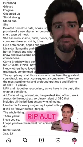@And Just Like That…goodbye, lover 💔 #andjustlikethat #ajlt #sjp #sarahjessicaparker #carriebradshaw #rip #crowdignite #satc #sexandthecity #greenscreen #fyp