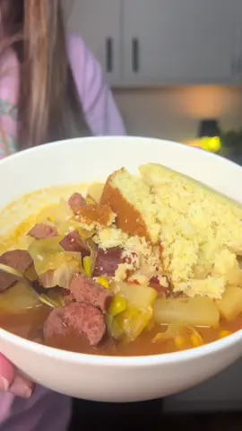 Recipe for Camp Stew:  2 cups potatoes  1 can petite diced tomatoes  1 1/2 cup corn  4-5 cups cabbage  1 lb smoked sausage  1-3 tbs Kenny’s Camp Stew Seasoning  You can find Kennys Camo Stew seasoning on Kennysspices.com ☺️  #Foodie#campstew#stew#FoodTok#kitchen#supper#dinner#FoodTok#whatsfordinner#cornbread#fyp#fypシ#fypシ゚viral#fypagee#foryou#foryoupage