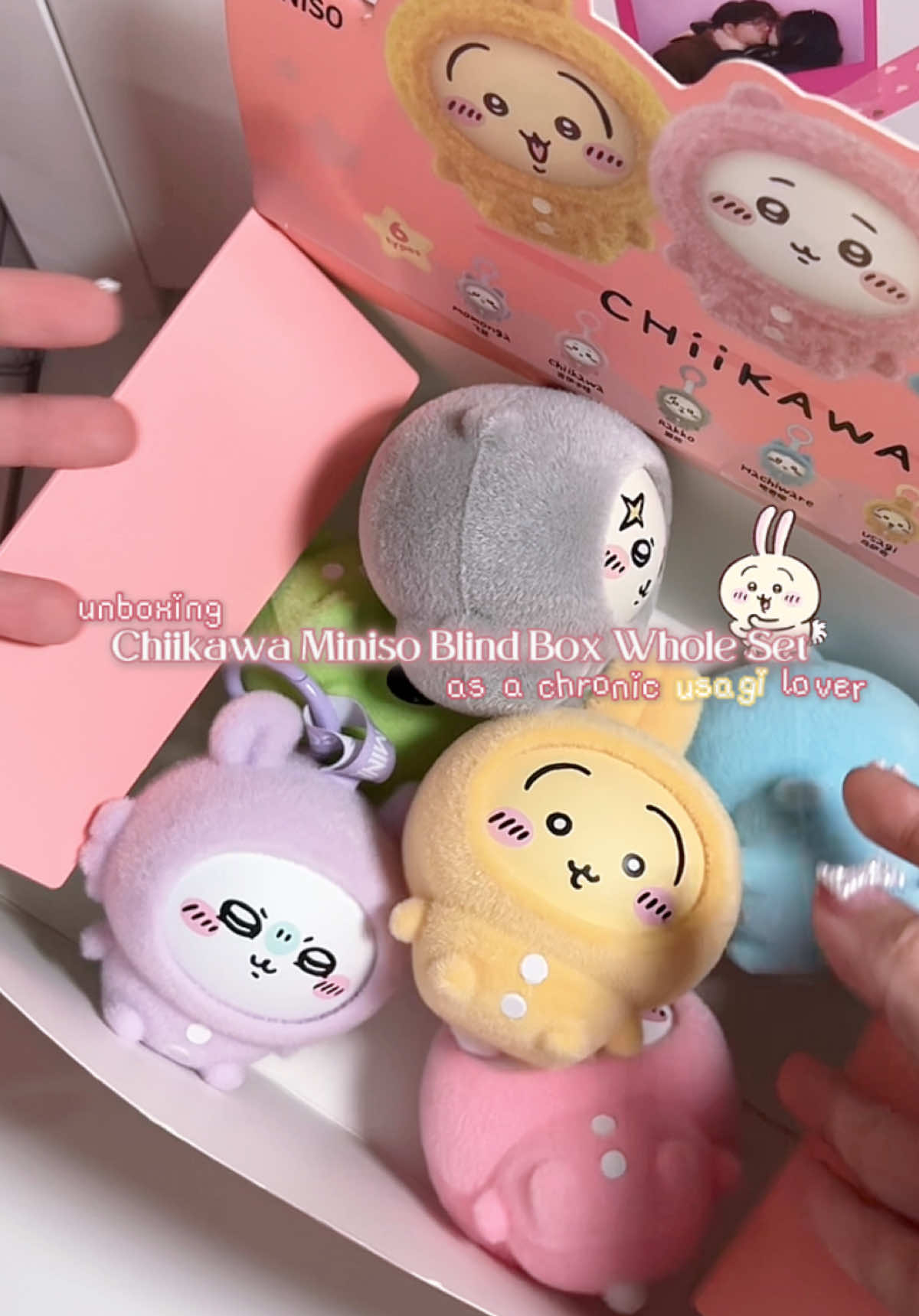 💛 pov: your boyfriend bought you the WHOLE SET of the miniso chiikawa blind boxes because you didn’t pull usagi the first time 🥹💛 #usagi #chiikawa #minisoblindbox #chiikawablindbox #blindbox #hachiware #trinkets 