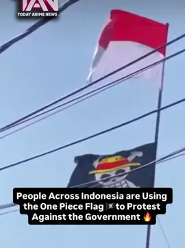 Citizens across Indonesia are raising the One Piece flag on Independence Day to protest against the government. Instead of the national flag -, many are choosing the Straw Hat Pirates flag to show they're unhappy with the way things are. The government sees this as an act of rebellion.     Credit todayanimenews #onepieceanime #favouriteanime 
