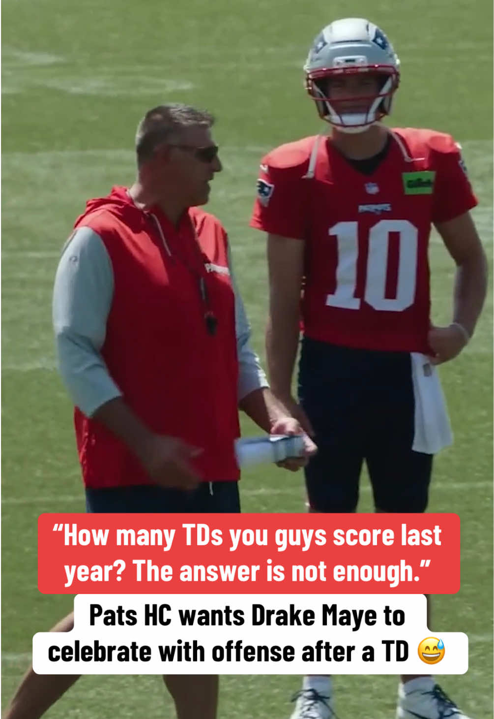 Mike Vrabel encouraging his QB 👏 (via @New England Patriots) #nfl #nflfootball #patriots 